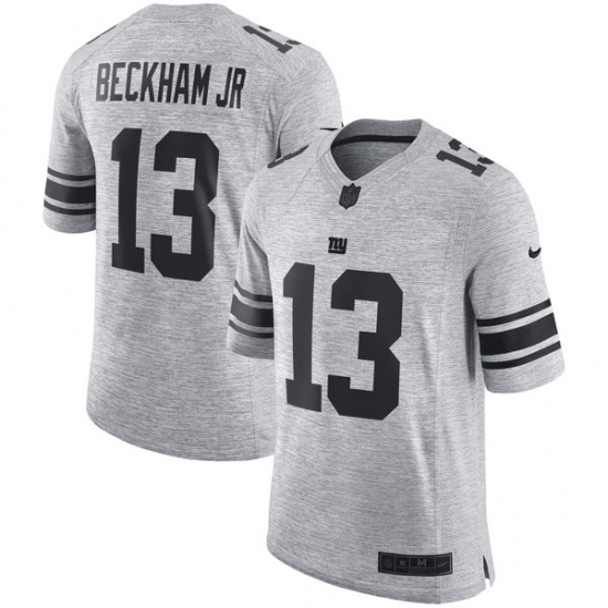 Men's Nike New York Giants 13 Odell Beckham Jr Limited Gray Gridiron II NFL Jersey