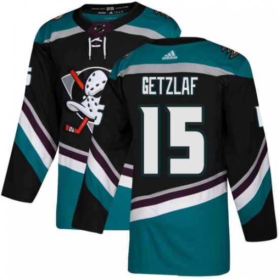 Youth Adidas Anaheim Ducks 15 Ryan Getzlaf Authentic Black Teal Third NHL Jersey