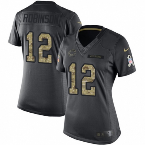 Women's Nike Chicago Bears 12 Allen Robinson Limited Black 2016 Salute to Service NFL Jersey