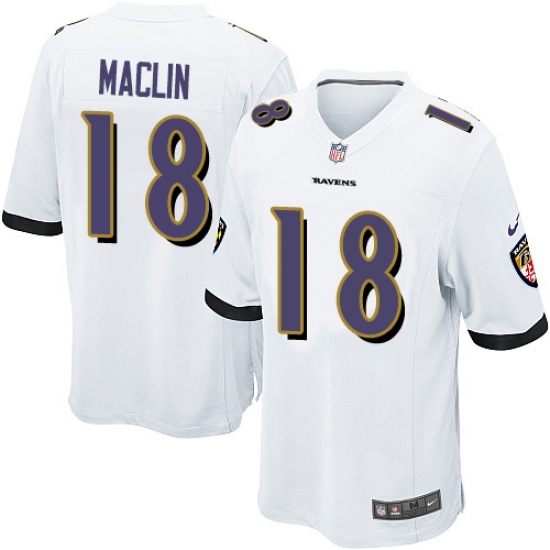 Men's Nike Baltimore Ravens 18 Jeremy Maclin Game White NFL Jersey