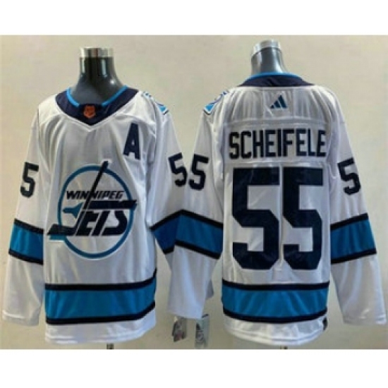 Men's Winnipeg Jets 55 Mark Scheifele White 2022 Reverse Retro Stitched Jersey