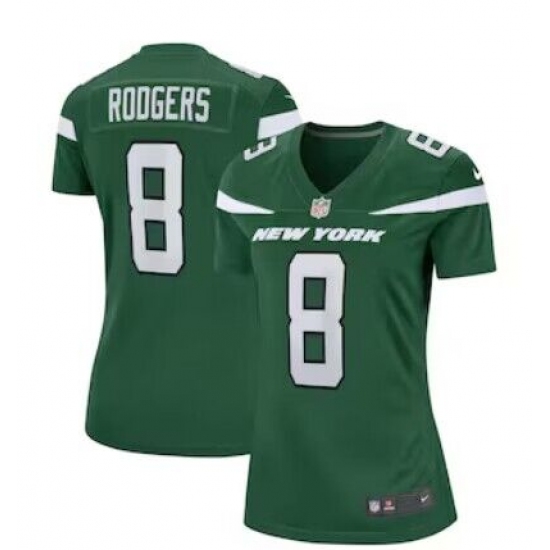 Women's New York Jets 8 Aaron Rodgers Green 2023 Vapor Untouchable Stitched Nike Limited Jersey