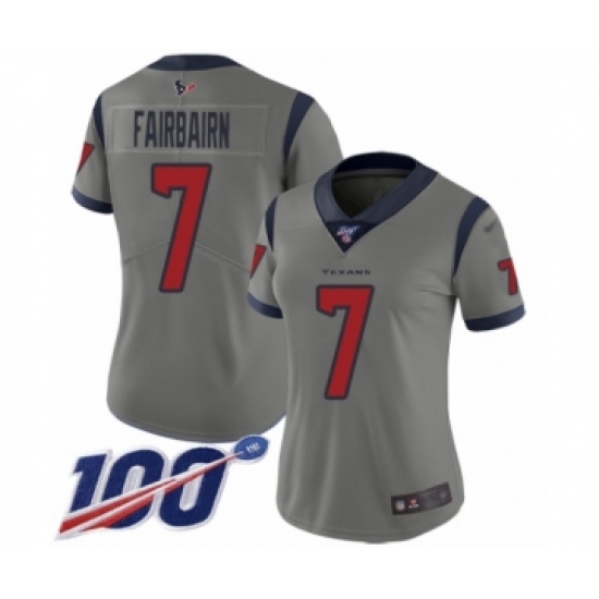 Women's Houston Texans 7 Ka'imi Fairbairn Limited Gray Inverted Legend 100th Season Football Jersey