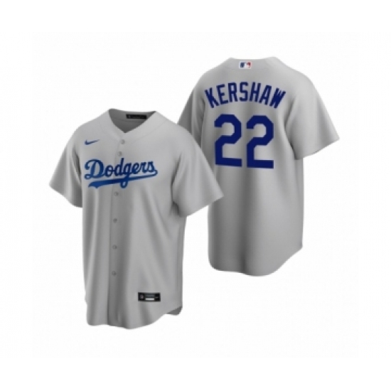 Men's Los Angeles Dodgers 22 Clayton Kershaw Nike Gray Replica Alternate Jersey