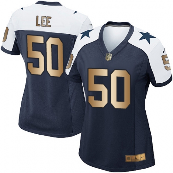 Women's Nike Dallas Cowboys 50 Sean Lee Elite Navy/Gold Throwback Alternate NFL Jersey