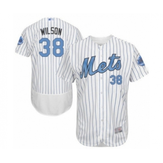 Men's New York Mets 38 Justin Wilson Authentic White 2016 Father's Day Fashion Flex Base Baseball Player Jersey