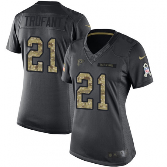 Women's Nike Atlanta Falcons 21 Desmond Trufant Limited Black 2016 Salute to Service NFL Jersey