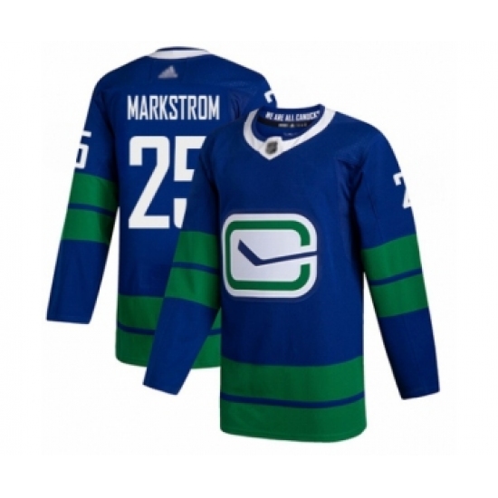 Men's Vancouver Canucks 25 Jacob Markstrom Authentic Royal Blue Alternate Hockey Jersey