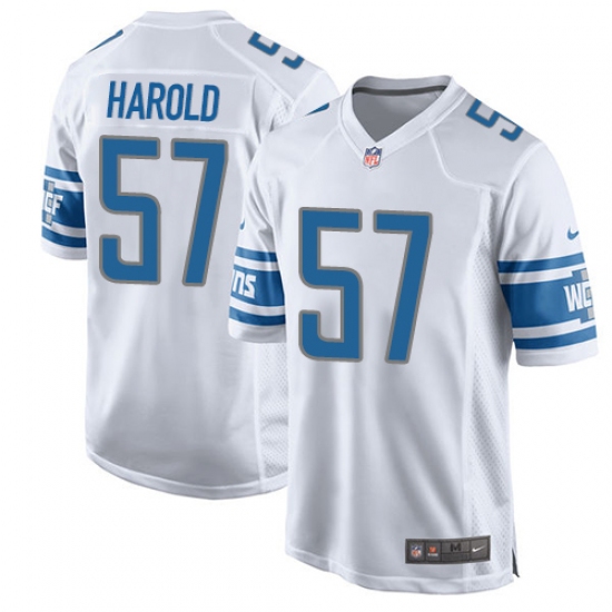 Men's Nike Detroit Lions 57 Eli Harold Game White NFL Jersey