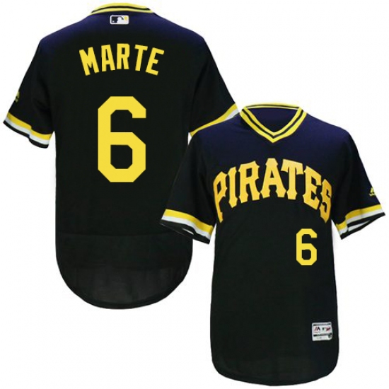 Men's Majestic Pittsburgh Pirates 6 Starling Marte Black Flexbase Authentic Collection Cooperstown MLB Jersey