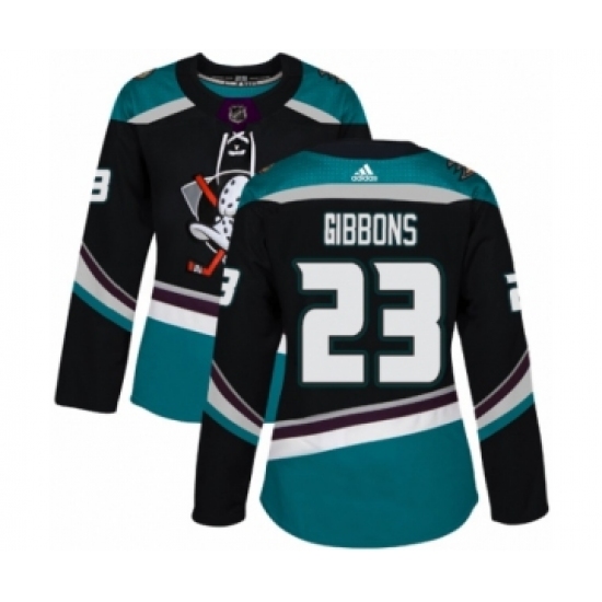 Women's Adidas Anaheim Ducks 23 Brian Gibbons Premier Black Teal Alternate NHL Jersey