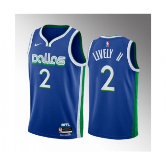 Men's Dallas Mavericks 2 Dereck Lively II Blue 2023 Draft City Edition Stitched Basketball Jersey