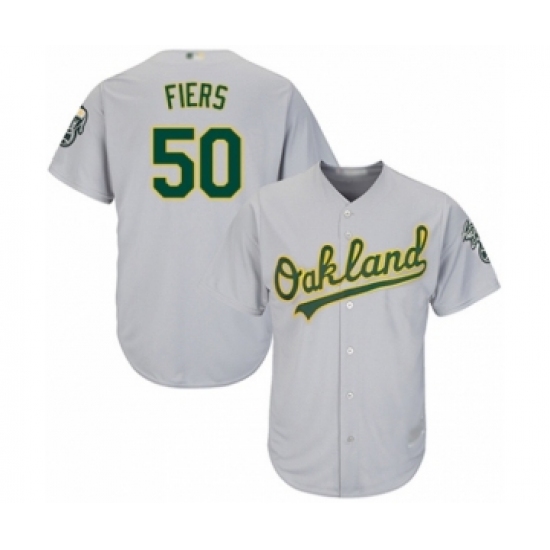 Youth Oakland Athletics 50 Mike Fiers Authentic Grey Road Cool Base Baseball Player Jersey