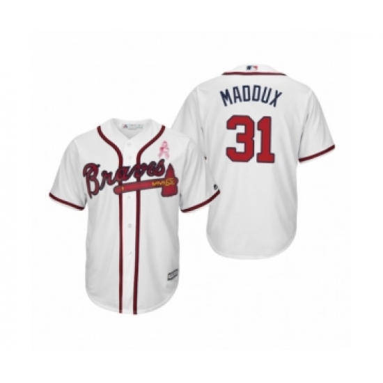 Women Greg Maddux Atlanta Braves 31 White 2019 Mothers Day Cool Base Jersey