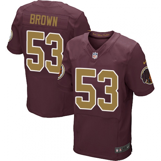 Men's Nike Washington Redskins 53 Zach Brown Elite Burgundy Red/Gold Number Alternate 80TH Anniversary NFL Jersey