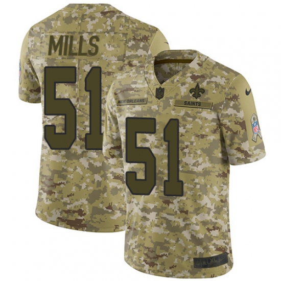 Men's Nike New Orleans Saints 51 Sam Mills Limited Camo 2018 Salute to Service NFL Jersey