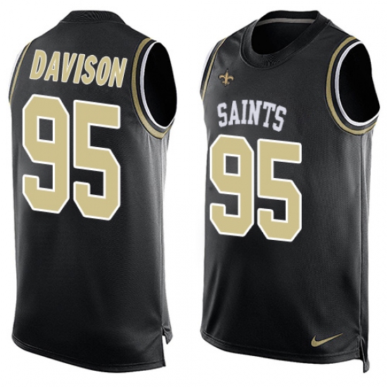 Men's Nike New Orleans Saints 95 Tyeler Davison Limited Black Player Name & Number Tank Top NFL Jersey