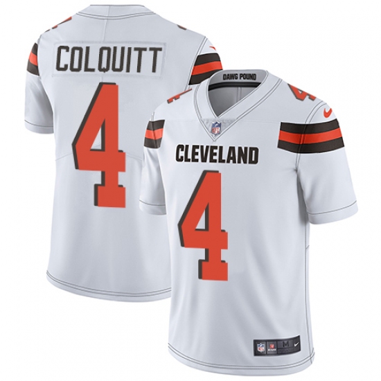 Youth Nike Cleveland Browns 4 Britton Colquitt White Vapor Untouchable Limited Player NFL Jersey