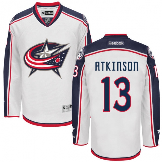 Men's Reebok Columbus Blue Jackets 13 Cam Atkinson Authentic White Away NHL Jersey