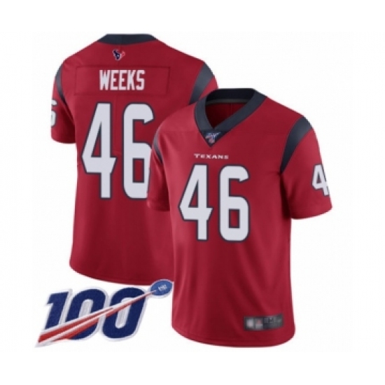 Men's Houston Texans 46 Jon Weeks Red Alternate Vapor Untouchable Limited Player 100th Season Football Jersey