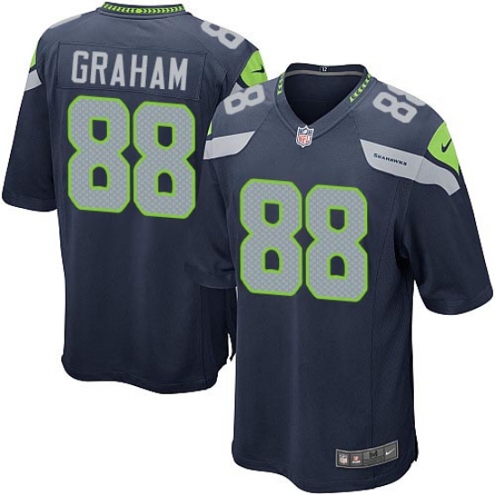 Men's Nike Seattle Seahawks 88 Jimmy Graham Game Steel Blue Team Color NFL Jersey