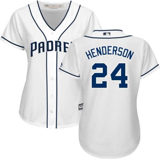 Women's Majestic San Diego Padres 24 Rickey Henderson Replica White Home Cool Base MLB Jersey