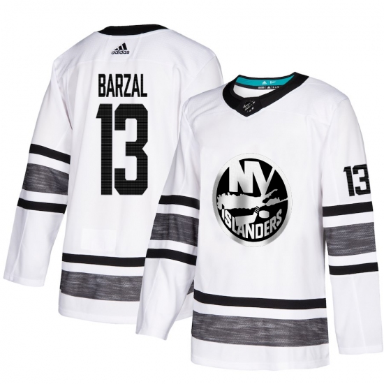 Men's Adidas New York Islanders 13 Mathew Barzal White 2019 All-Star Game Parley Authentic Stitched NHL Jersey