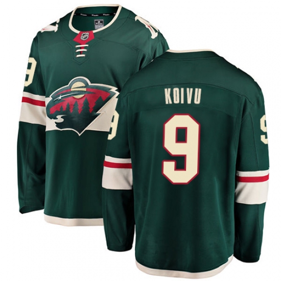 Youth Minnesota Wild 9 Mikko Koivu Authentic Green Home Fanatics Branded Breakaway NHL Jersey