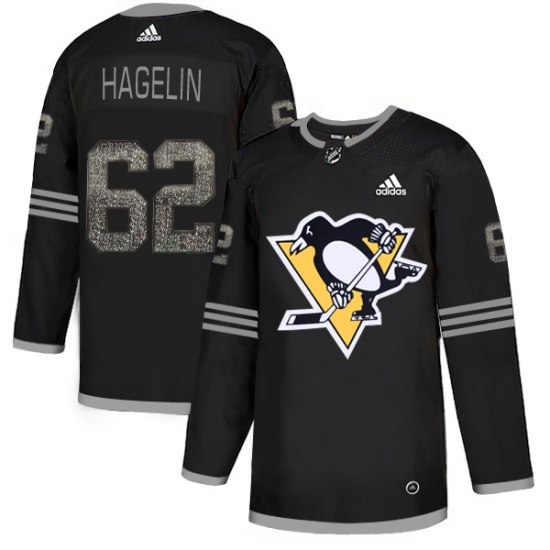 Men's Adidas Pittsburgh Penguins 62 Carl Hagelin Black Authentic Classic Stitched NHL Jersey