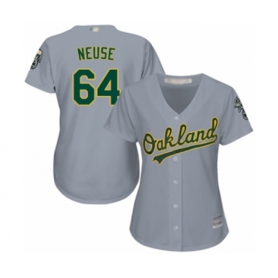 Women's Oakland Athletics 64 Sheldon Neuse Authentic Grey Road Cool Base Baseball Player Jersey