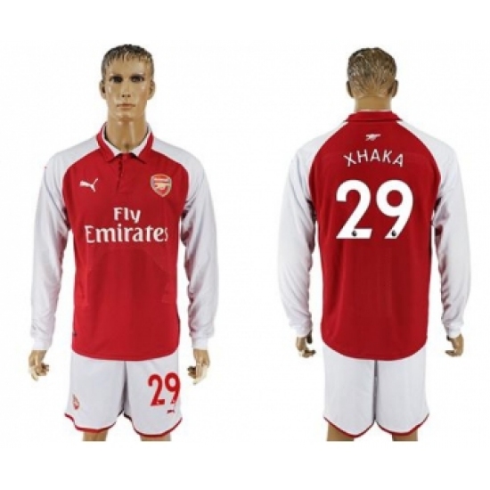 Arsenal 29 Xhaka Red Home Long Sleeves Soccer Club Jersey