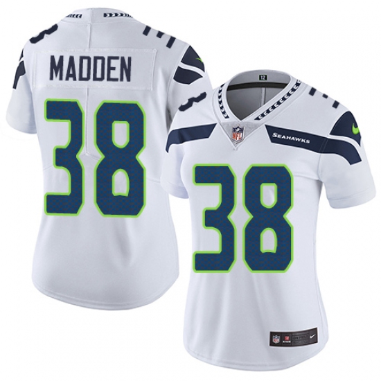 Women's Nike Seattle Seahawks 38 Tre Madden White Vapor Untouchable Elite Player NFL Jersey