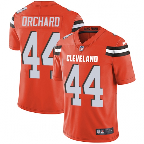 Youth Nike Cleveland Browns 44 Nate Orchard Orange Alternate Vapor Untouchable Limited Player NFL Jersey