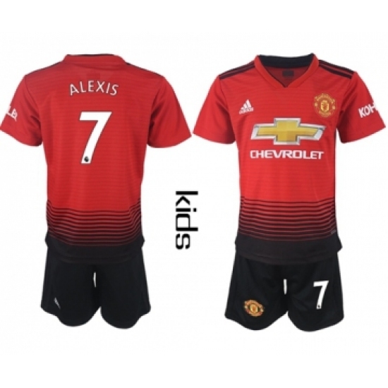 Manchester United 7 Alexis Home Kid Soccer Club Jersey Jersey