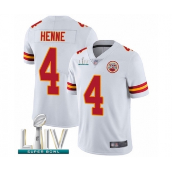 Men's Kansas City Chiefs 4 Chad Henne White Vapor Untouchable Limited Player Super Bowl LIV Bound Football Jersey