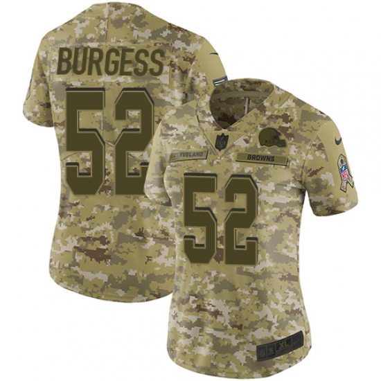 Women's Nike Cleveland Browns 52 James Burgess Limited Camo 2018 Salute to Service NFL Jersey