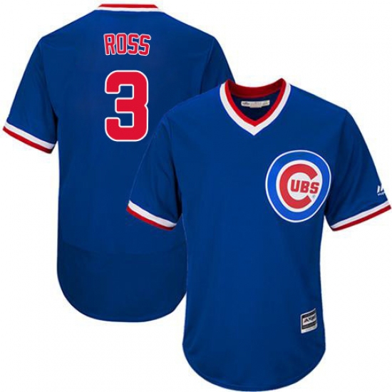 Men's Majestic Chicago Cubs 3 David Ross Royal Blue Cooperstown Flexbase Authentic Collection MLB Jersey