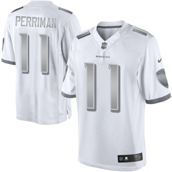 Men's Nike Baltimore Ravens 11 Breshad Perriman Limited White Platinum NFL Jersey