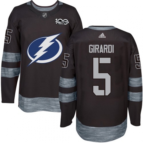 Men's Adidas Tampa Bay Lightning 5 Dan Girardi Authentic Black 1917-2017 100th Anniversary NHL Jersey