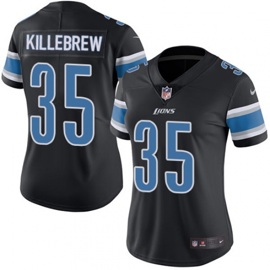 Women's Nike Detroit Lions 35 Miles Killebrew Limited Black Rush Vapor Untouchable NFL Jersey