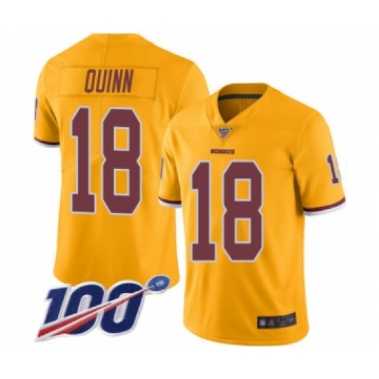 Men's Washington Redskins 18 Trey Quinn Limited Gold Rush Vapor Untouchable 100th Season Football Jersey