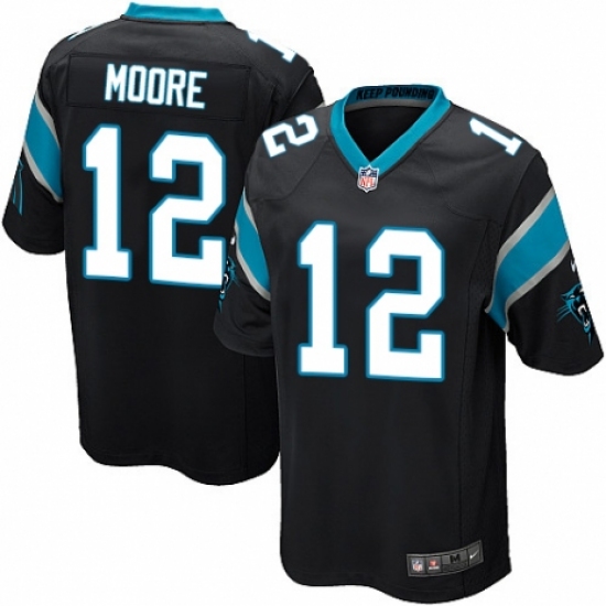 Men's Nike Carolina Panthers 12 D.J. Moore Game Black Team Color NFL Jersey