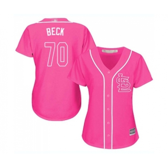 Women's St. Louis Cardinals 70 Chris Beck Replica Pink Fashion Cool Base Baseball Jersey