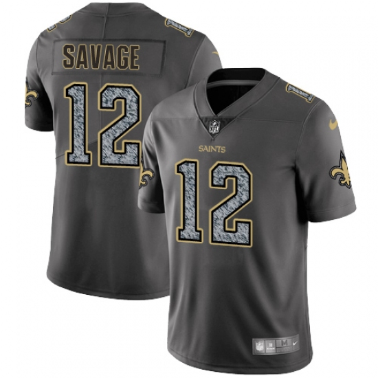 Youth Nike New Orleans Saints 12 Tom Savage Gray Static Vapor Untouchable Limited NFL Jersey