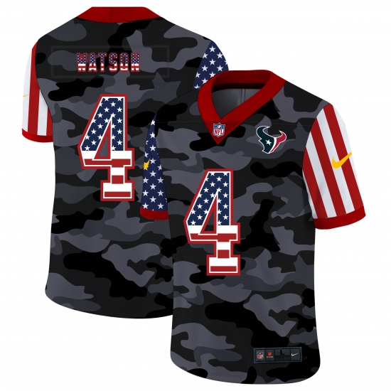 Men's Houston Texans 4 Deshaun Watson Camo Flag Nike Limited Jersey