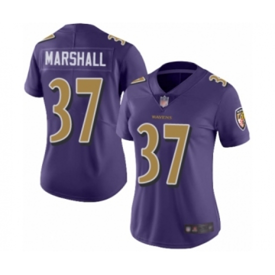 Women's Baltimore Ravens 37 Iman Marshall Limited Purple Rush Vapor Untouchable Football Jersey