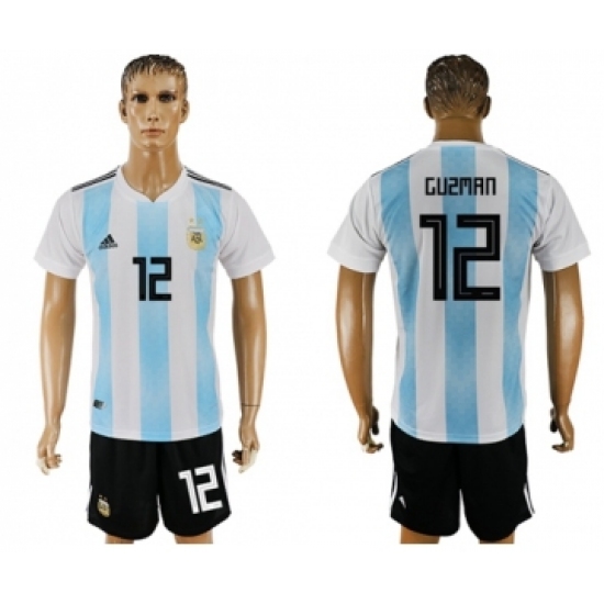 Argentina 12 Guzman Home Soccer Country Jersey