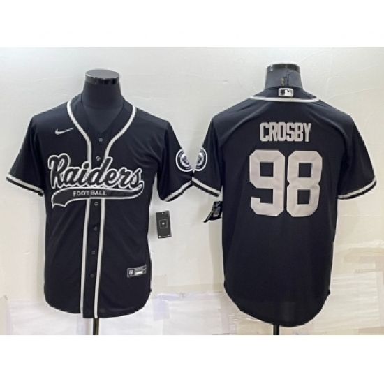 Men's Las Vegas Raiders 98 Maxx Crosby Black Stitched MLB Cool Base Nike Baseball Jersey