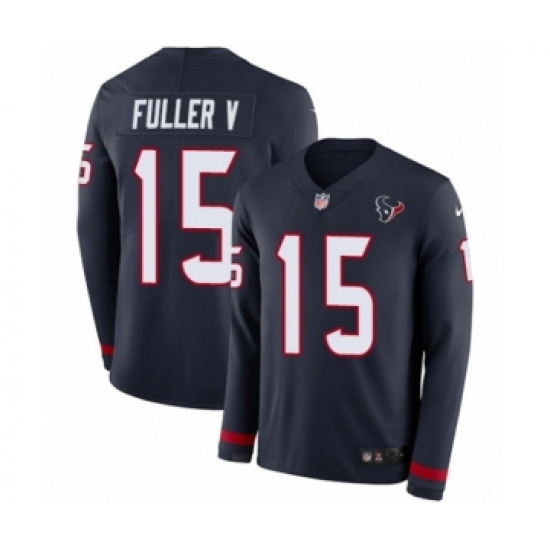 Men's Nike Houston Texans 15 Will Fuller V Limited Navy Blue Therma Long Sleeve NFL Jersey