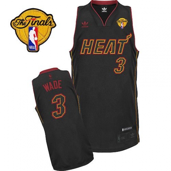 Men's Adidas Miami Heat 3 Dwyane Wade Swingman Black Carbon Fiber Fashion Finals Patch NBA Jersey